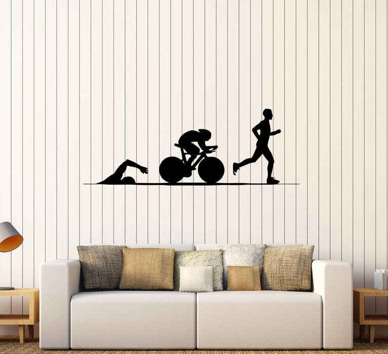 Wall Decal Sport Running Swimming Cycling Triathlon Vinyl Sticker (ed1822)