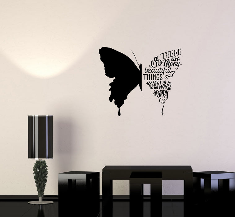 Wall Decal Butterfly Phrases Words Bedroom Idea Beautiful Quote Vinyl Sticker (ed814)