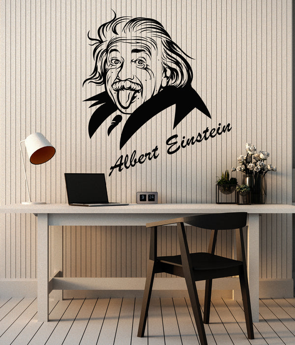 Vinyl Wall Decal Head Albert Einstein Portrait Genius Science Physics Stickers Mural (g3137)