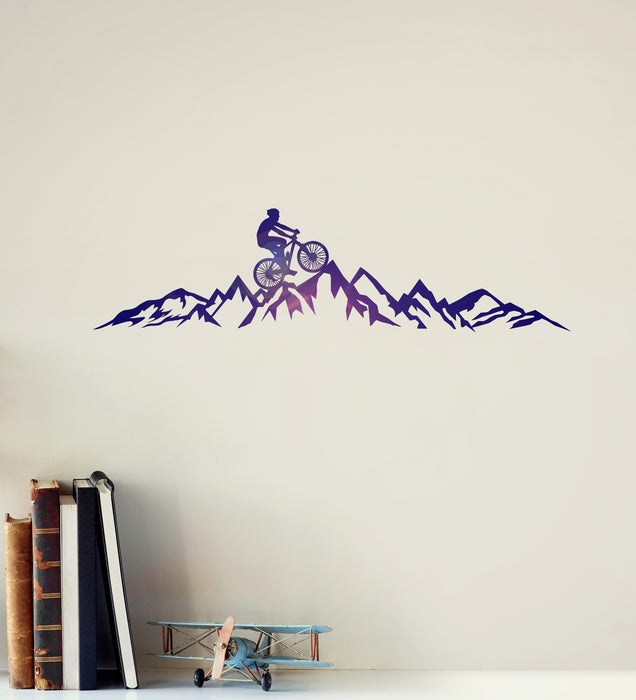 Vinyl Wall Decal Extreme Mountain Biking Bicycle Bike Sport Mountain Hill Sticker Mural (g1735)