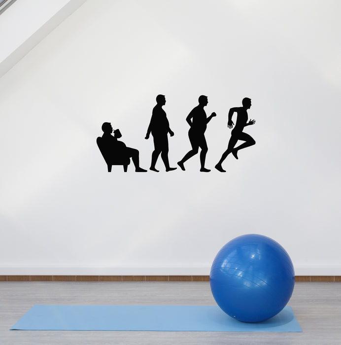 Vinyl Wall Decal Fat Man Evolution Home Gym Running Motivation Sports Stickers Mural (ig6018)