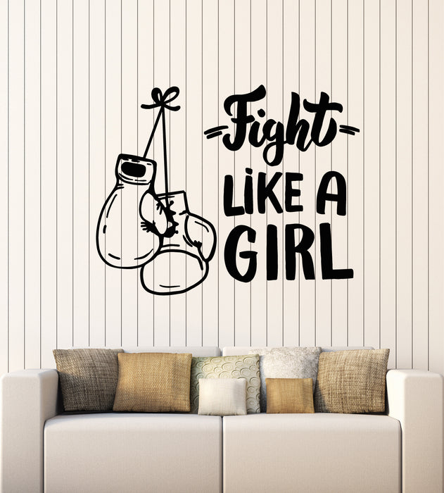 Vinyl Wall Decal Gloves Boxing Sports Gym Fight Club Words Stickers Mural (g2431)