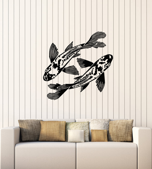 Vinyl Wall Decal Japanese Asian Style Fishes Koi Carp Zen Fish Stickers Mural (g2054)