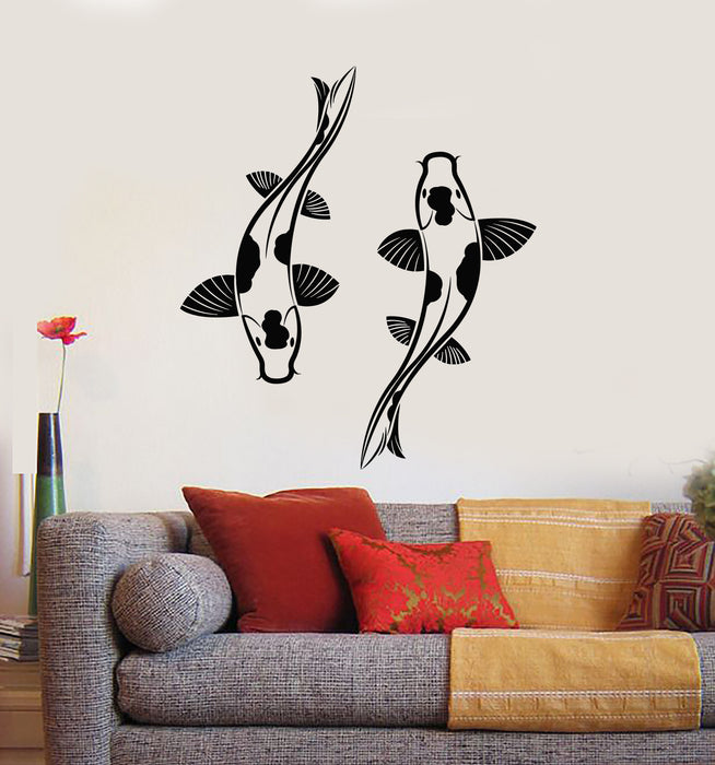 Vinyl Wall Decal Koi Carp Fish Couple Asian Style Fishing Hobby Stickers Mural (g2374)