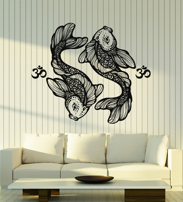 Vinyl Wall Decal Koi Carp Couple Fishes Decoration Aquarium Stickers Mural (g5478)