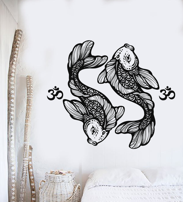 Vinyl Wall Decal Koi Carp Couple Fishes Decoration Aquarium Stickers Mural (g5478)