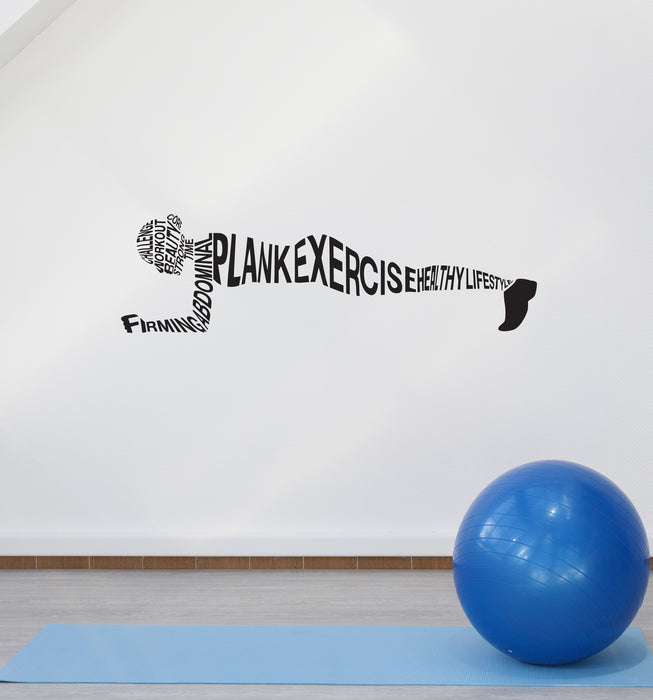 Vinyl Wall Decal Plank Exercise Workout Sport Words Gym Fitness Interior Stickers Mural (ig5930)