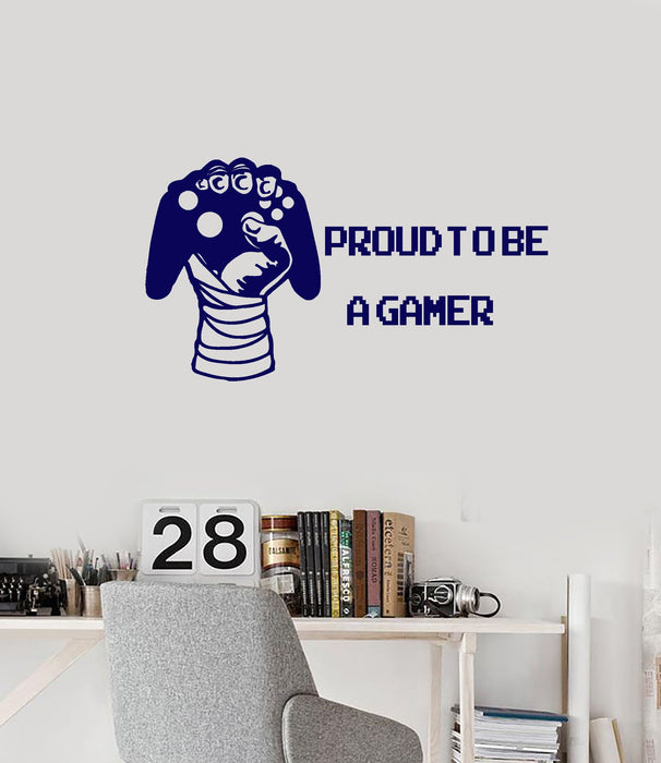 Vinyl Wall Decal Gamer Hand Video Game Teen Room Interior Gaming Quote Stickers Mural (ig5902)