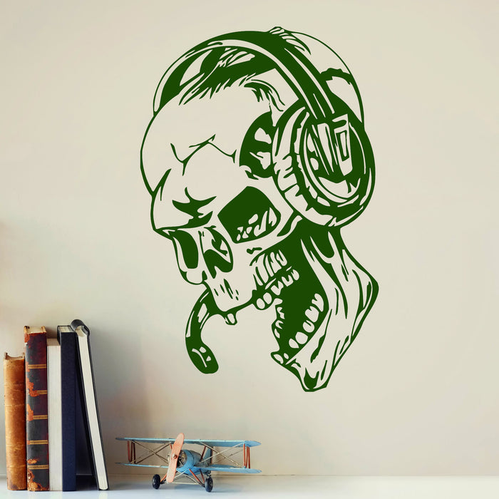 Wall Stickers Vinyl Decal Gamer Play Skull Music Headphones Video Game Unique Gift (ig450)