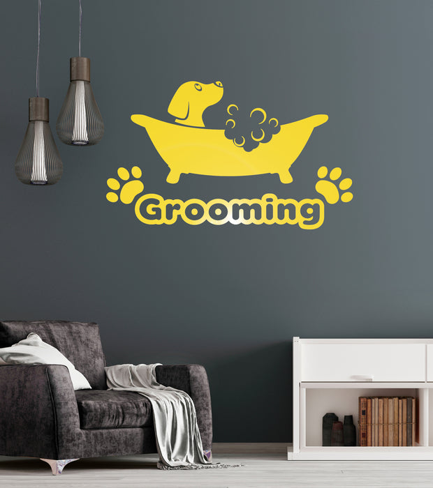 Vinyl Wall Decal Pets Grooming Dog Puppy Bath Stickers Unique Gift (1746ig)