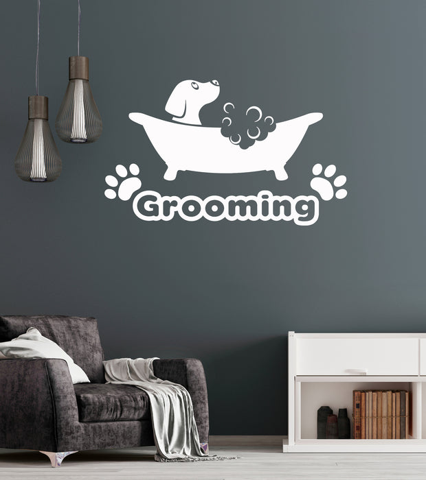 Vinyl Wall Decal Pets Grooming Dog Puppy Bath Stickers Unique Gift (1746ig)