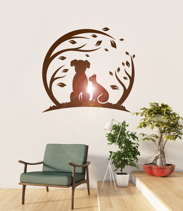 Vinyl Wall Decal Grooming Nature Home Animals Pets Dog and Cat Stickers (3412ig)