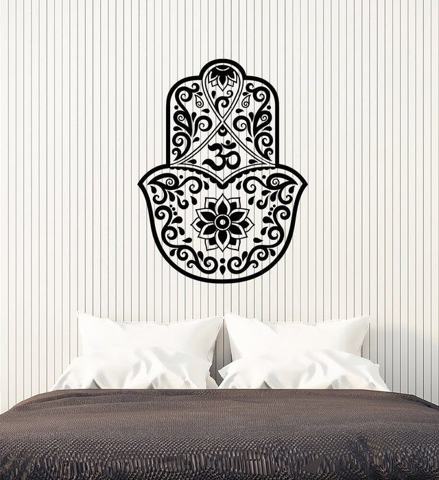 Vinyl Wall Decal Hamsa Lotus Om Hinduism Amulet Home Room Decoration Stickers Mural (ig5594)