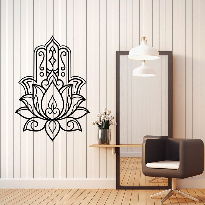 Hamsa Vinyl Wall Decal Lotus Buddha Decor Talisman Stickers Mural (k153)