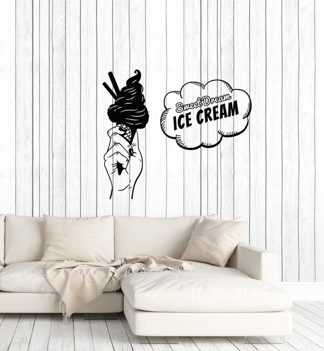 Vinyl Wall Decal Ice Cream Pop Art Sweet Dream Lettering Decor Stickers Mural (ig5661)