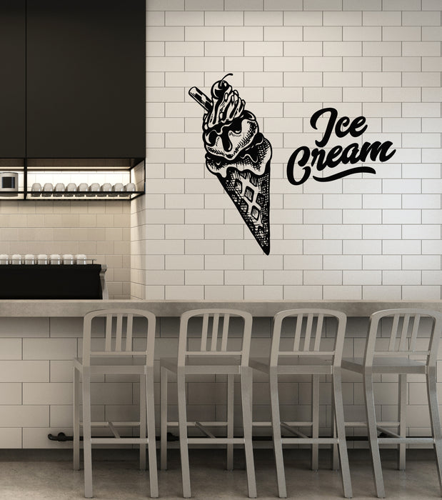 Vinyl Wall Decal Ice Cream Shop Retro Style Emblem Logo Stickers Mural (g7896)