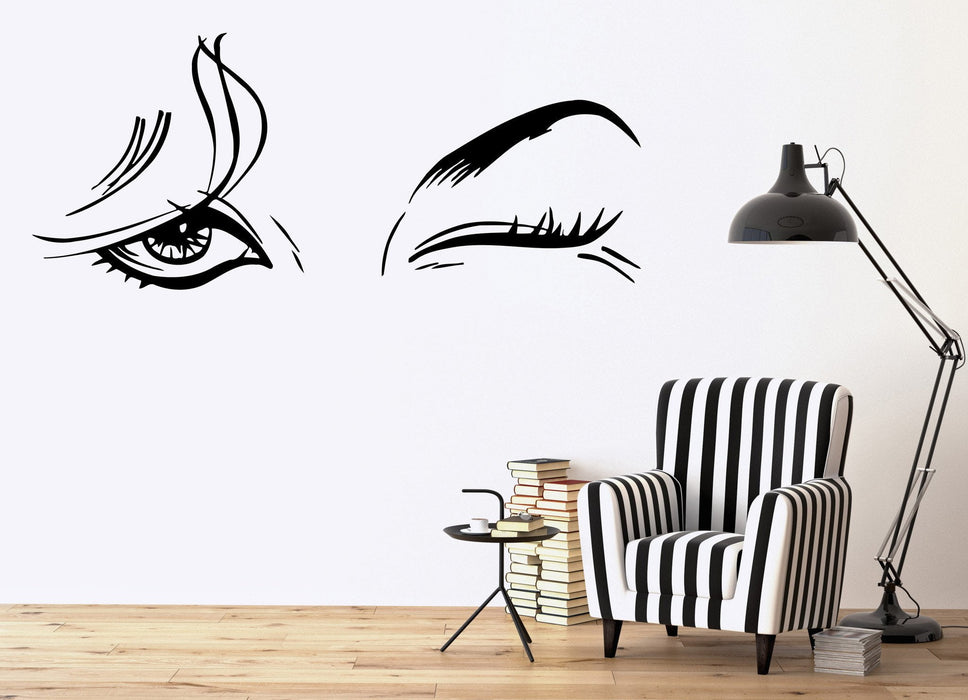 Vinyl Decal Beautiful Woman Beauty Salon Female Eye Makeup Sexy Girl Wall Stickers Unique Gift (ig1416)