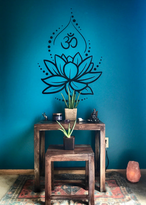 Lotus Flower Yoga Hinduism Hindu Om Meditation Symbol Wall Decal Sticker Unique Gift ig4625