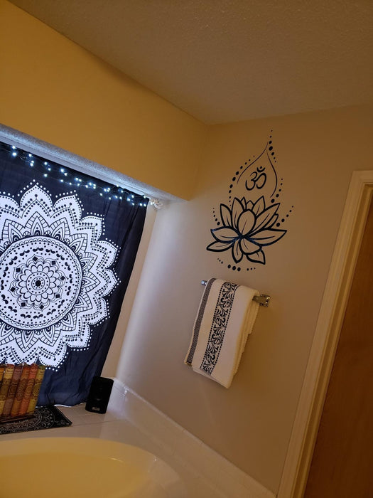 Lotus Flower Yoga Hinduism Hindu Om Meditation Symbol Wall Decal Sticker Unique Gift ig4625