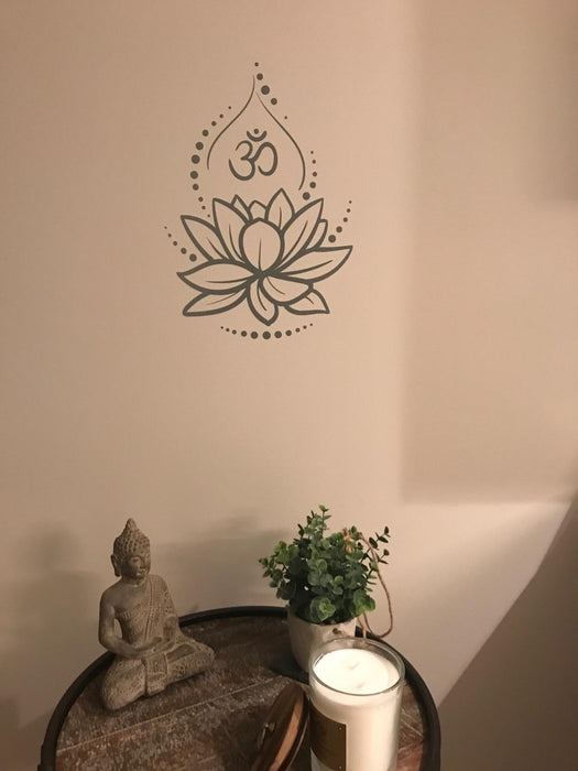 Lotus Flower Yoga Hinduism Hindu Om Meditation Symbol Wall Decal Sticker Unique Gift ig4625