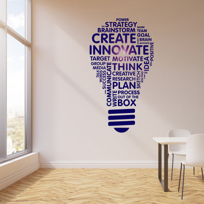 Office Quote Wall Decal Light Bulb Inspire Words Business Office Art Decor Stickers Mural Unique Gift (ig5071)