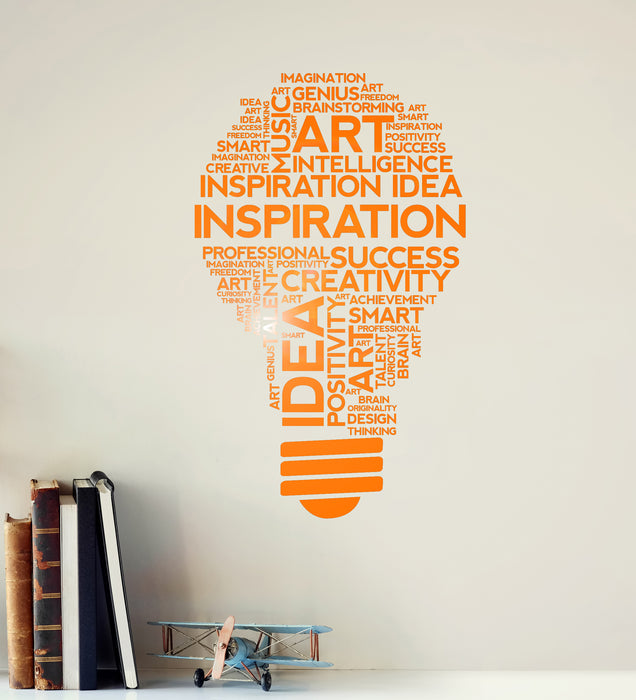 Vinyl Wall Decal Inspiration Lightbulb Idea Creativity Office Business Words Stickers Mural (ig6298)