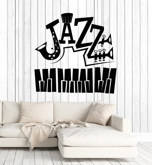 Vinyl Wall Decal Jazz Bar Music Abstract Piano Musical Instruments Stickers Mural (g6311)