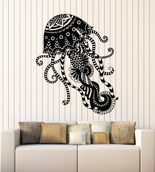 Vinyl Wall Decal Jellyfish Ornament Abstract Marine Beach Style Stickers Mural (g1308)