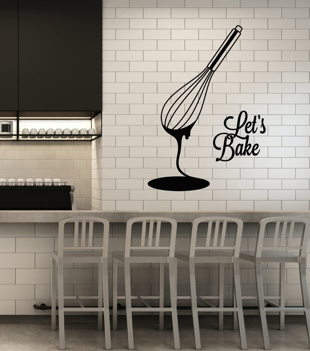 Vinyl Wall Decal Kitchen Art Phrase Let's Bake Bakery Baking Products Stickers Mural (g4474)
