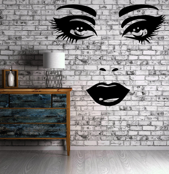 Wall Mural Vinyl Decal Sticker Female Face Sexy Lips Beautiful Eyes Decor Unique Gift (m417)