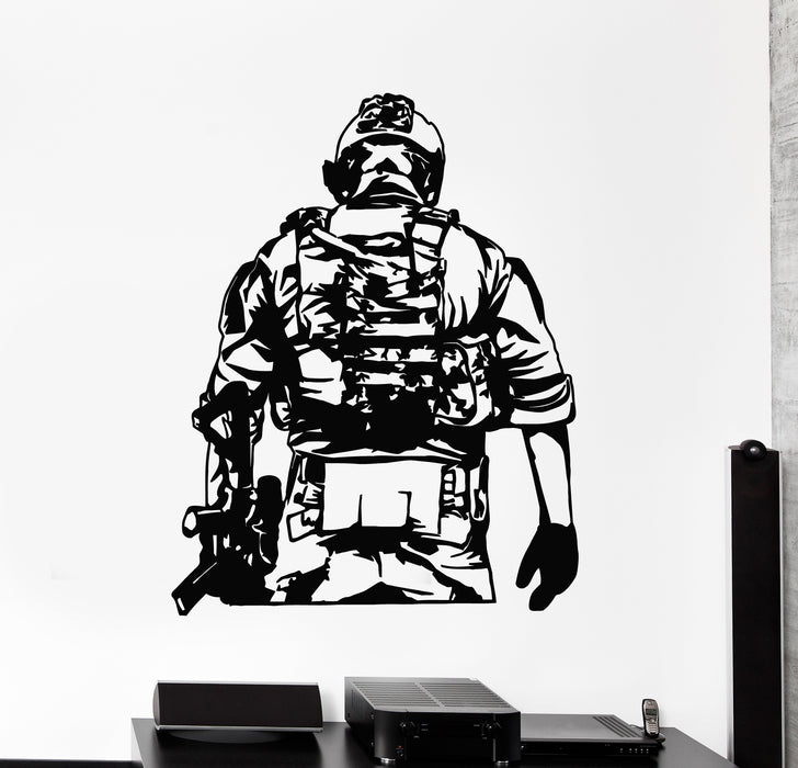Vinyl Wall Decal Military Soldier Warrior Patriotic Interior Stickers Mural (g5249)