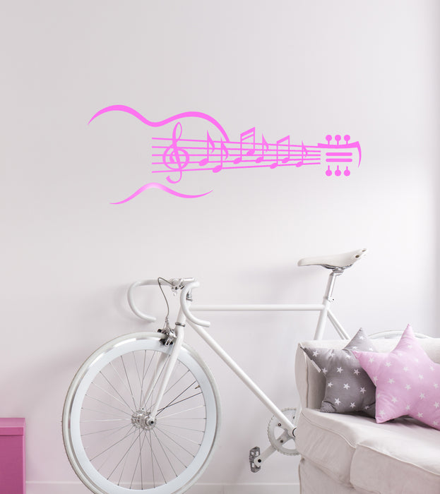 Vinyl Wall Decal Guitar Musical Instrument Music Notes Stickers Unique Gift (ig4353)
