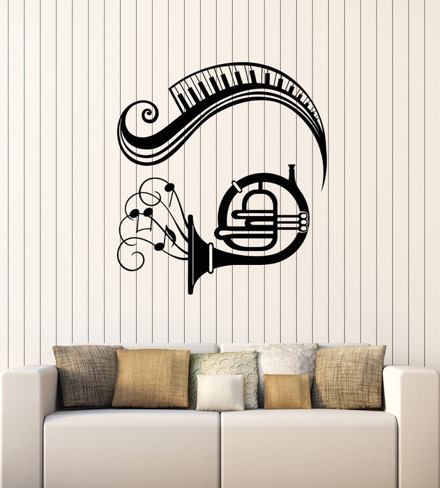 Vinyl Wall Decal Piano Horn Musical Instrument Music Notes Stickers Mural (g3516)