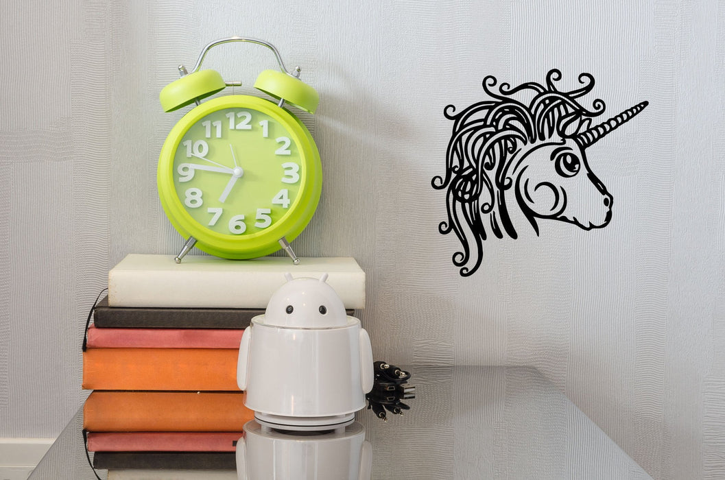 Vinyl Decal Fairy Tale Character Pony Unicorn Beautiful Mane Wall Sticker Unique Gift (n469)