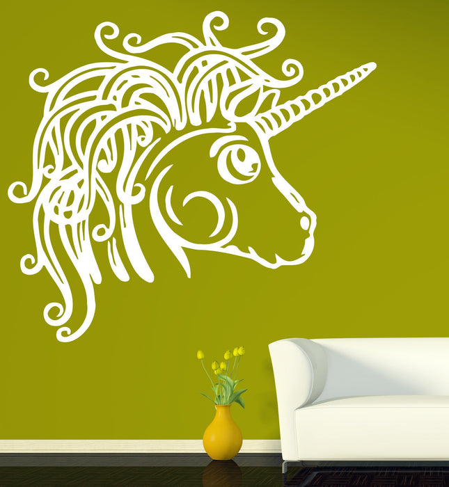 Vinyl Decal Fairy Tale Character Pony Unicorn Beautiful Mane Wall Sticker Unique Gift (n469)