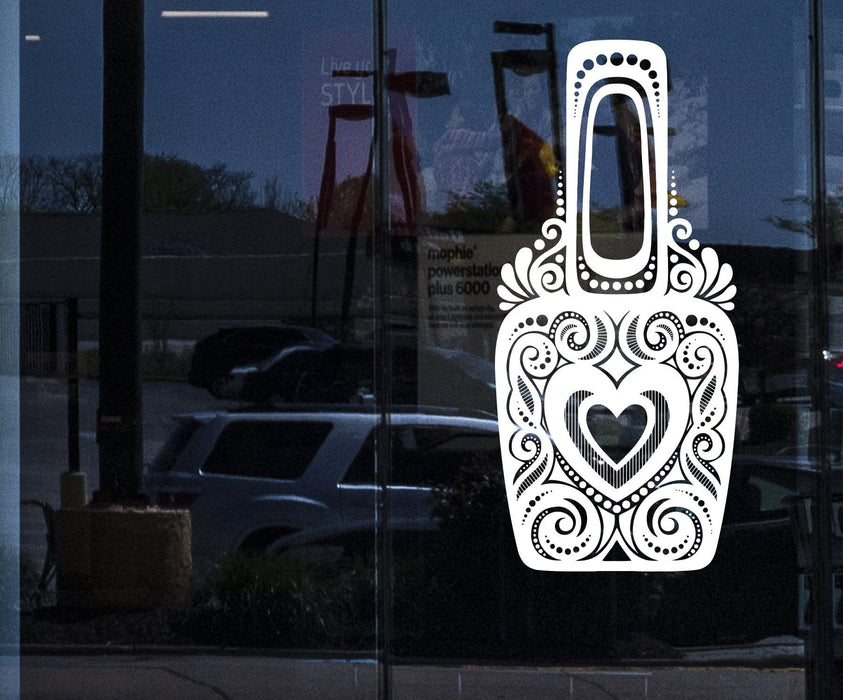 Window Sign Vinyl Decal  Bottles Ornate Nail Polish with Ornament Wall Sticker (n865w)