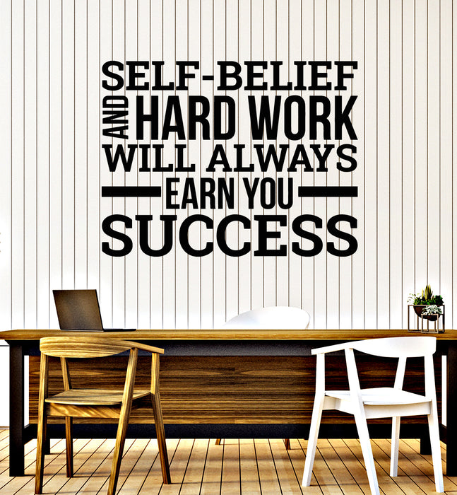 Vinyl Wall Decal Workplace Office Motivational Quote Success Hard Work Stickers Mural (g2641)