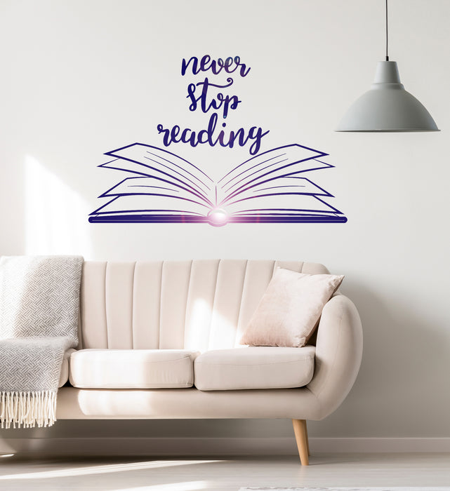 Vinyl Wall Decal Open Book Quote Reading Room Library Decor Stickers Mural Unique Gift (ig5184)
