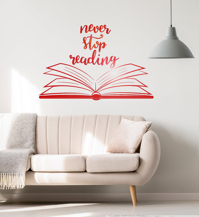 Vinyl Wall Decal Open Book Quote Reading Room Library Decor Stickers Mural Unique Gift (ig5184)
