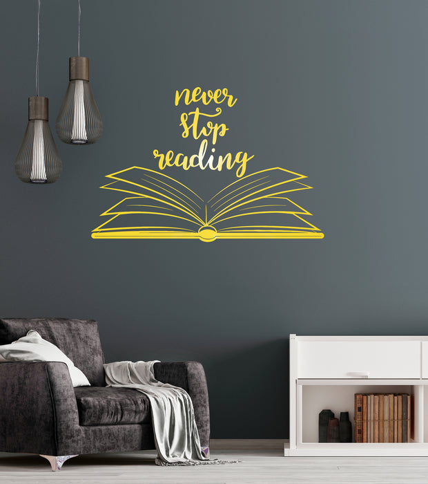 Vinyl Wall Decal Open Book Quote Reading Room Library Decor Stickers Mural Unique Gift (ig5184)