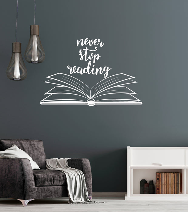 Vinyl Wall Decal Open Book Quote Reading Room Library Decor Stickers Mural Unique Gift (ig5184)