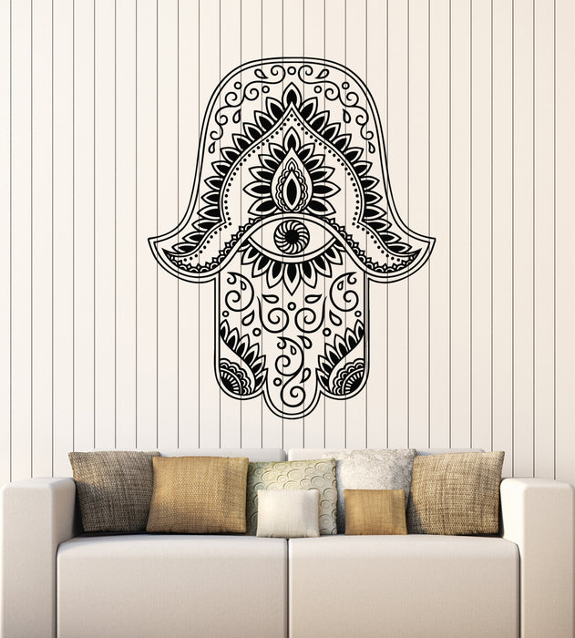 Vinyl Wall Decal Hamsa Amulet Beautiful Floral Ornament Stickers Mural (g5387)