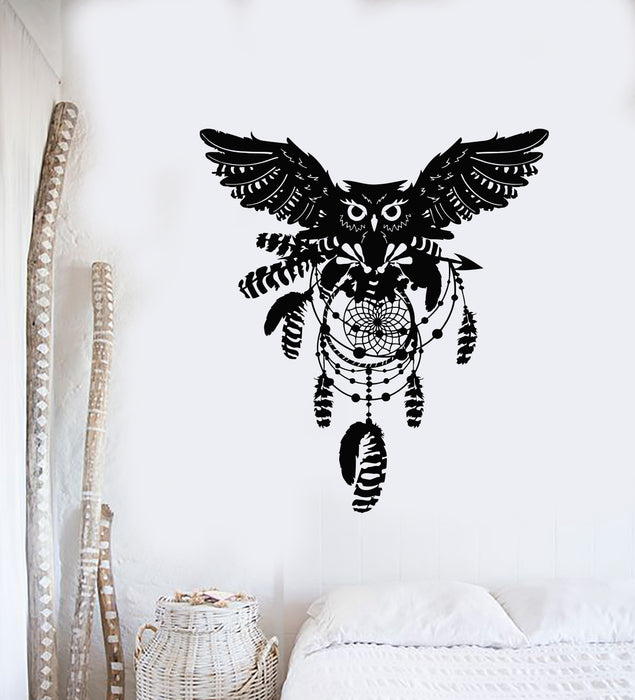 Vinyl Wall Decal Bird Owl Nursery Kids Room Dream Catcher Stickers Mural (g3198)