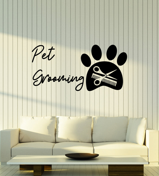 Vinyl Wall Decal Pet Grooming Animals Dog Paw Print Stickers Mural (ig6205)