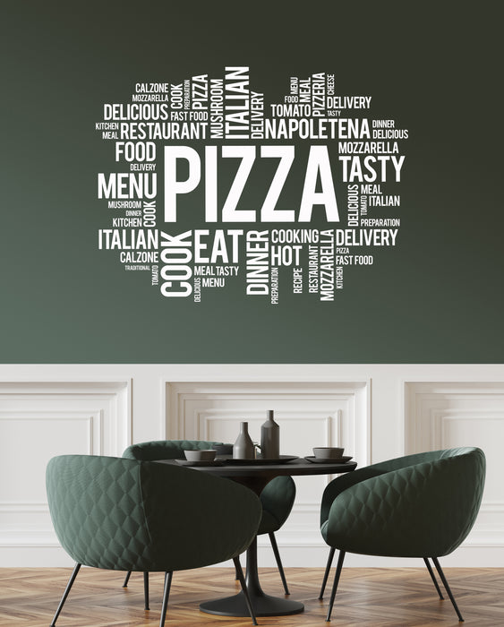 Vinyl Wall Decal Pizza Pizzeria Words Italian Restaurant Decor Idea Stickers Mural (ig6279)