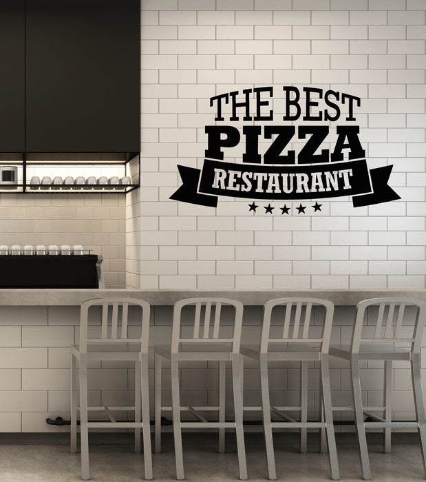 Vinyl Wall Decal Italian Food Restaurant Phrase The Best Pizza Stickers Mural (g2971)