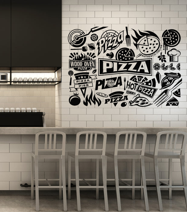 Vinyl Wall Decal Italian Food Business Pizza Store Pizzeria Restaurant  Stickers Mural (g4792)