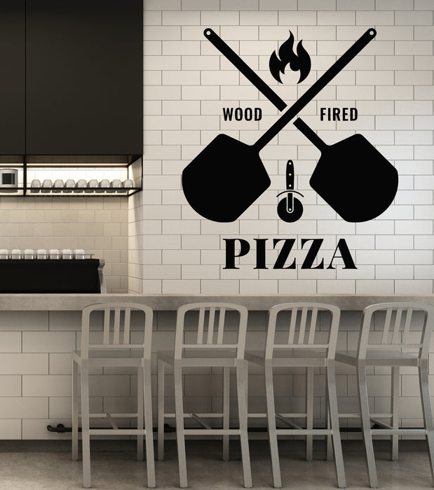Vinyl Wall Decal Fresh Pizza Wood Fired Italian Tasty Food Stickers Mural (g6535)