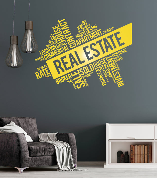 Vinyl Wall Decal Real Estate Broker Words Cloud Interior Art Stickers Mural (ig5733)