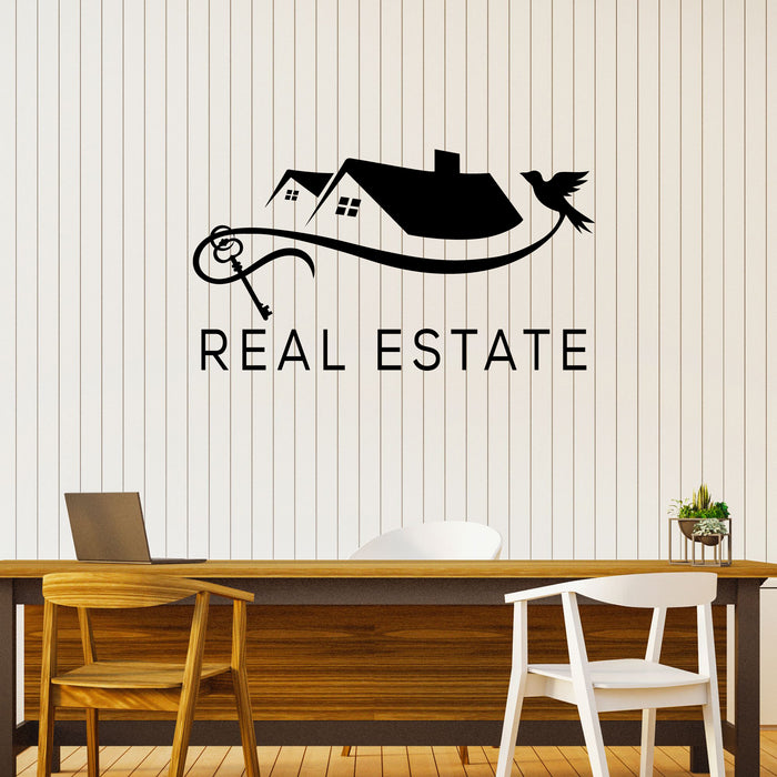 Real Estate Vinyl Decal Realtor Lettering House Rent Keys Stickers Mural (k327)